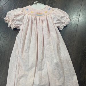 Silly Goose birthday smocked bishop dress